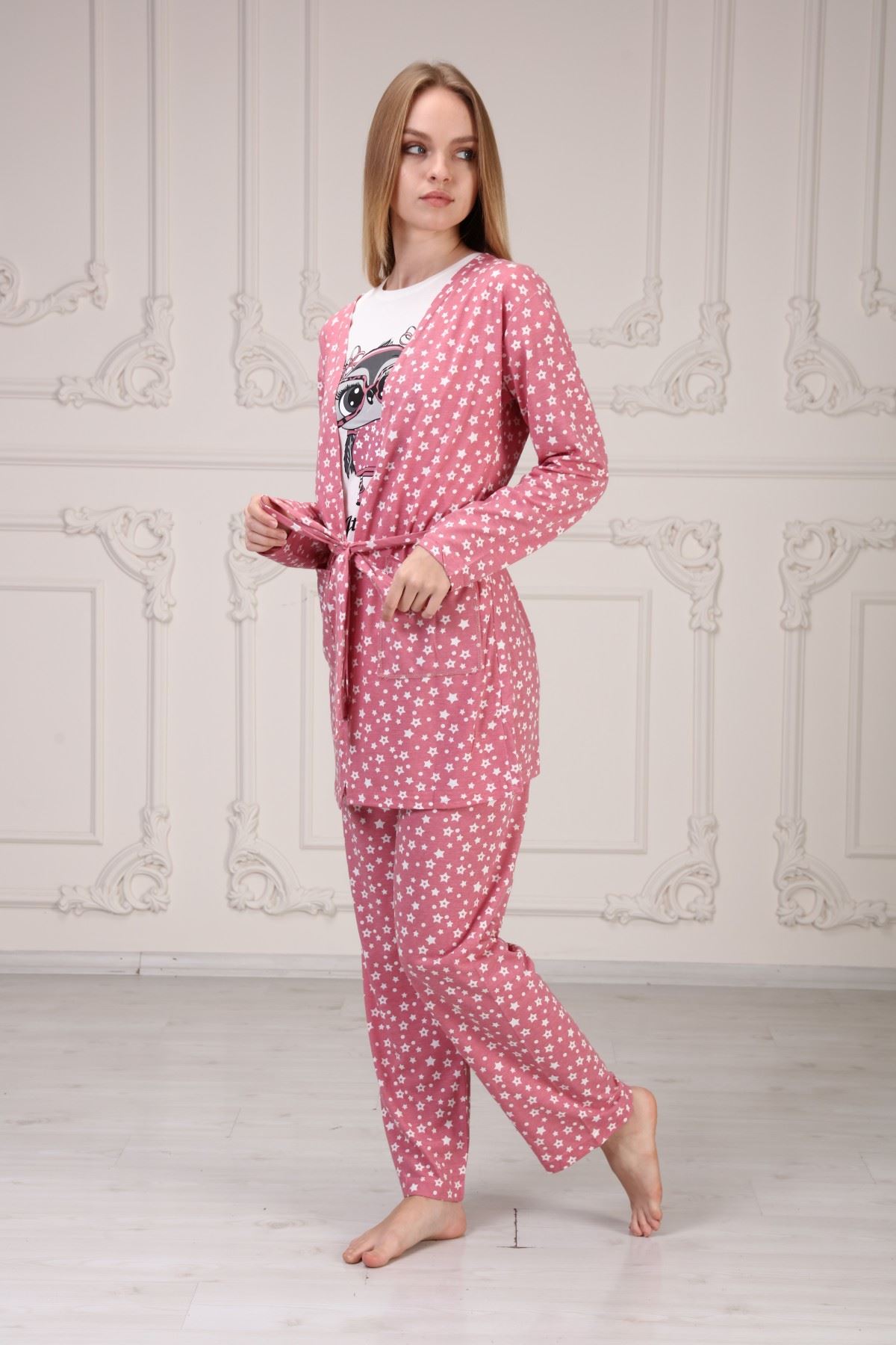 Baskılı 3Lü Pijama Takım