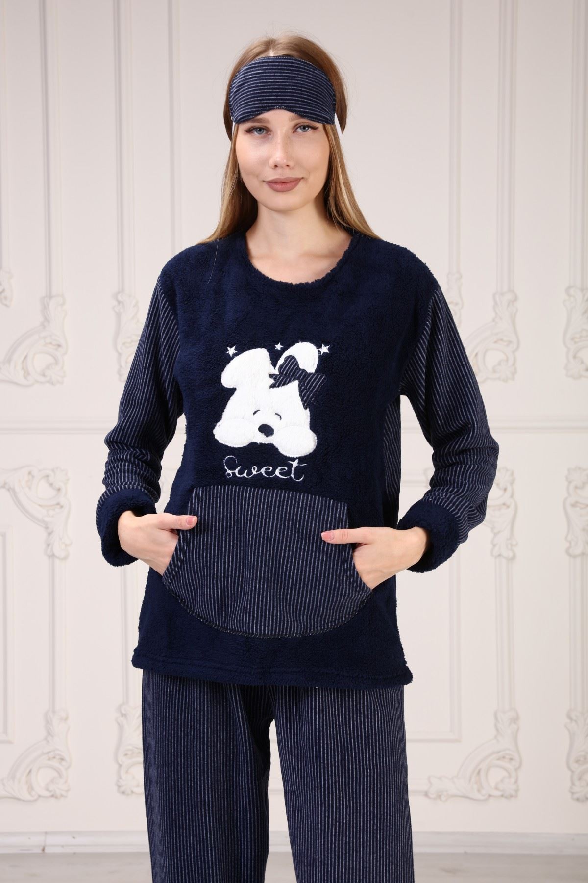 Cepli Baskılı Polar Pijama Takım
