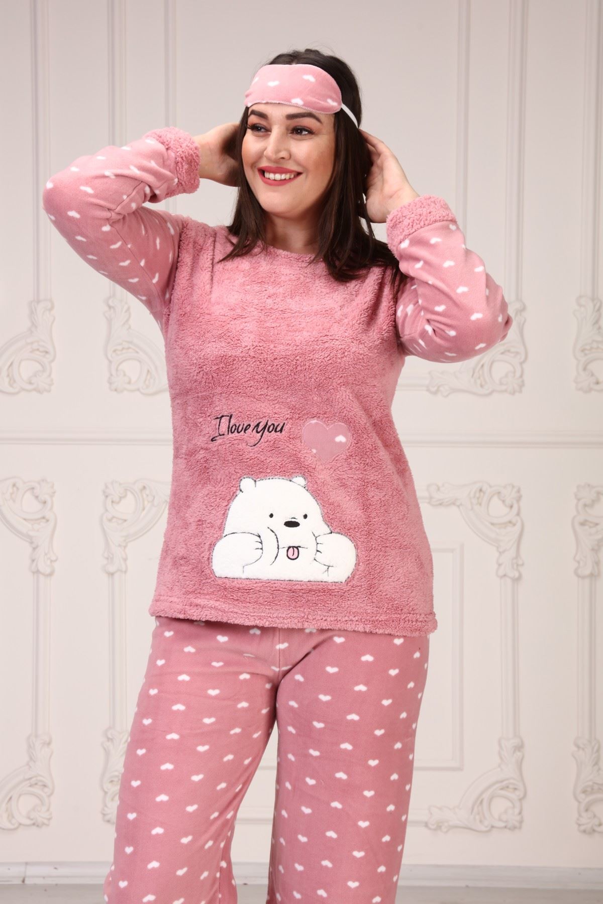 Ayıcık Baskılı Polar Pijama Takım