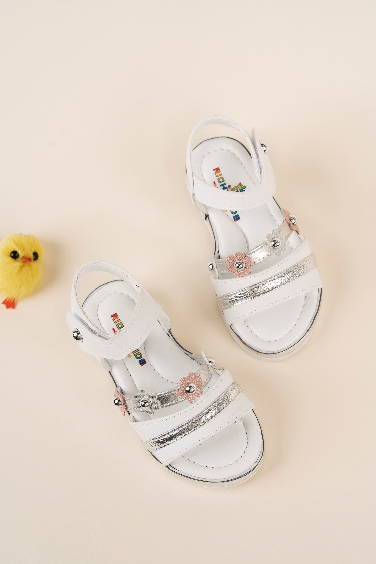 Termo Taban Papatya Model Beyaz Kız Bebe Sandalet
