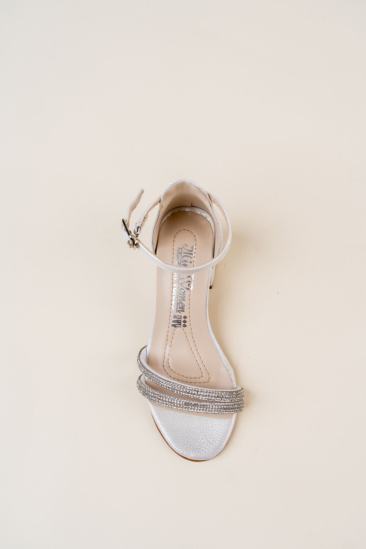 Heeled Two Bias Stone Sandals for Girls