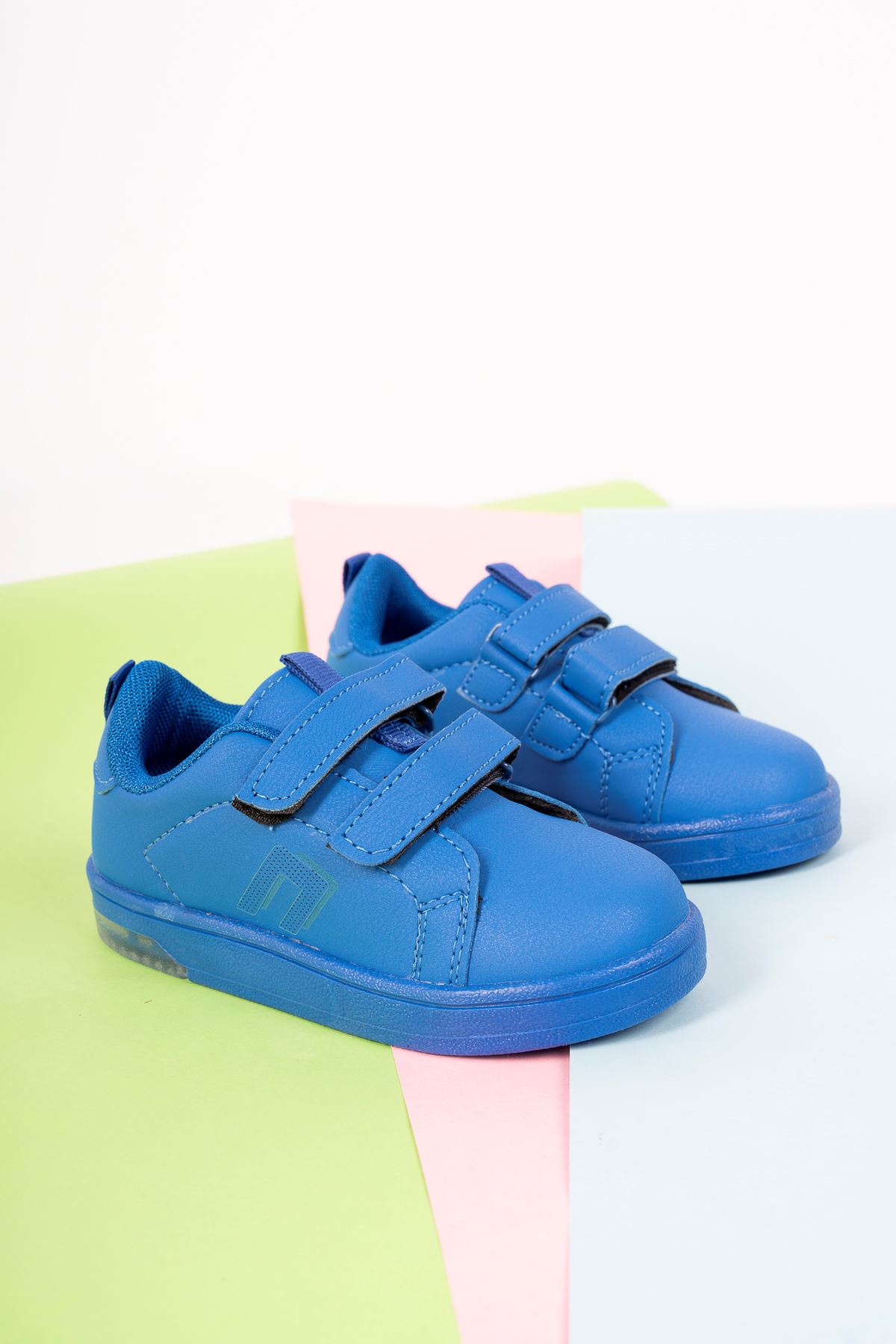 Çift Cırtlı Işıklı Mavi Bebe Spor Ayakkabı