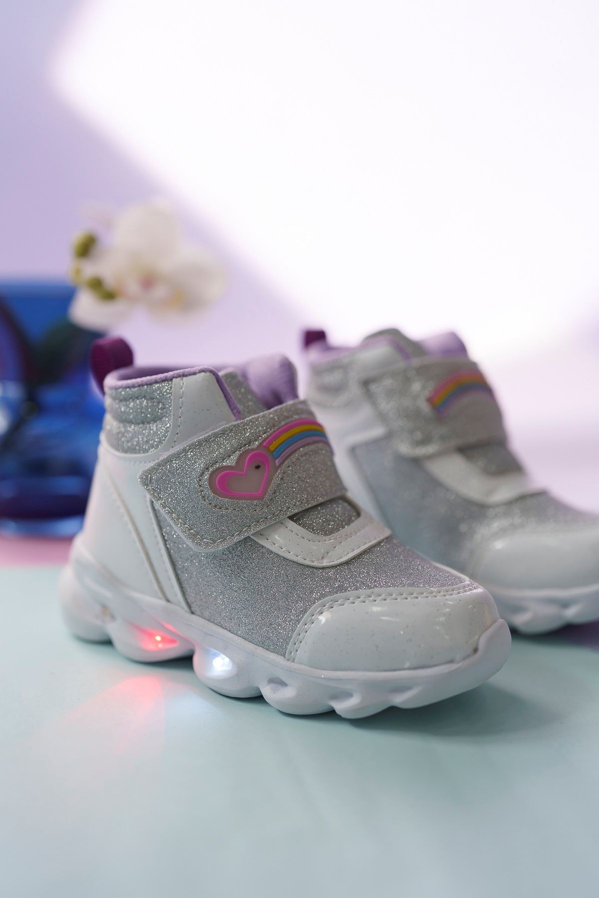 Luminous Silver Silvery White Baby Sport Boots