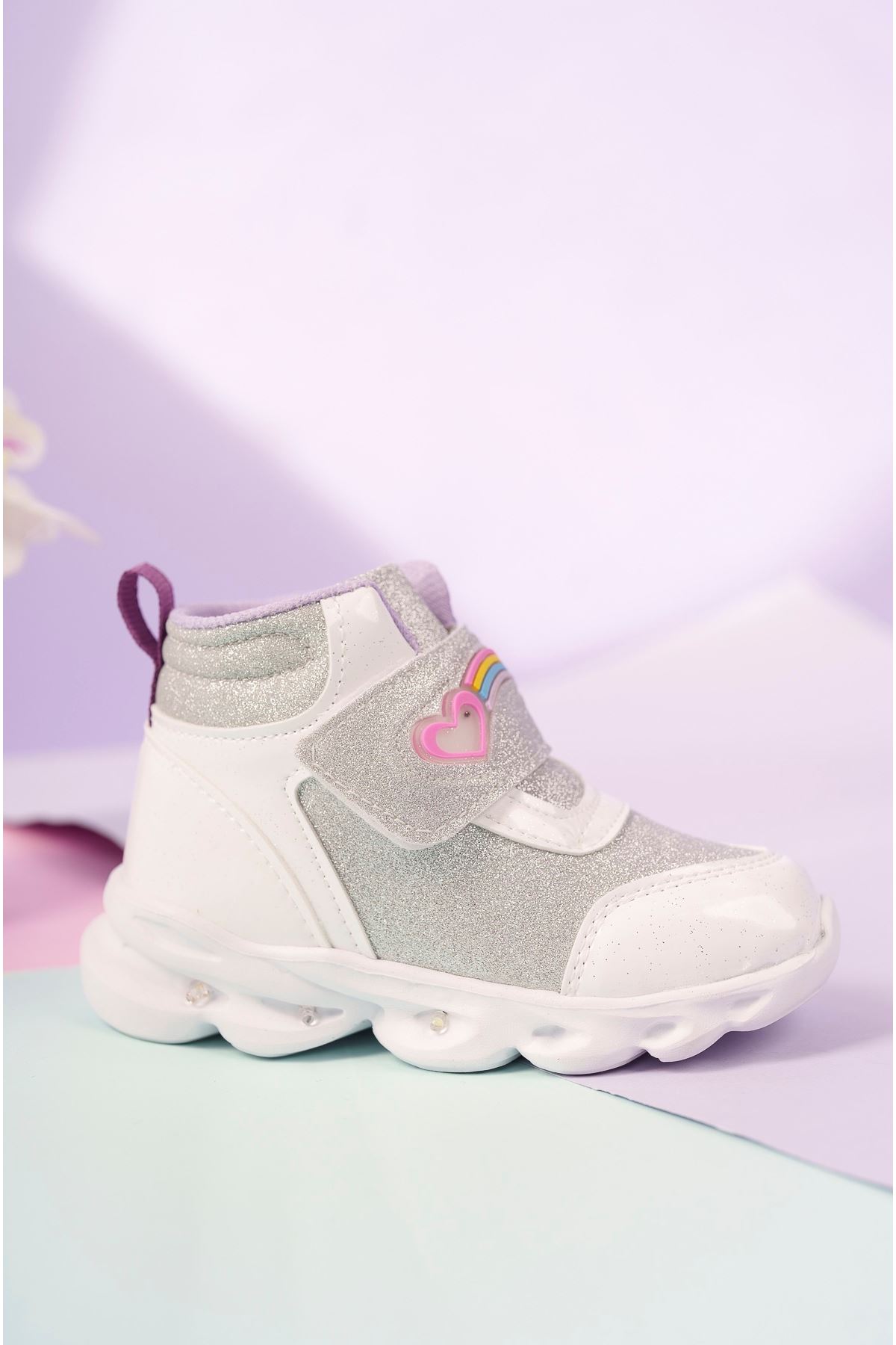 Luminous Silver Silvery White Baby Sport Boots