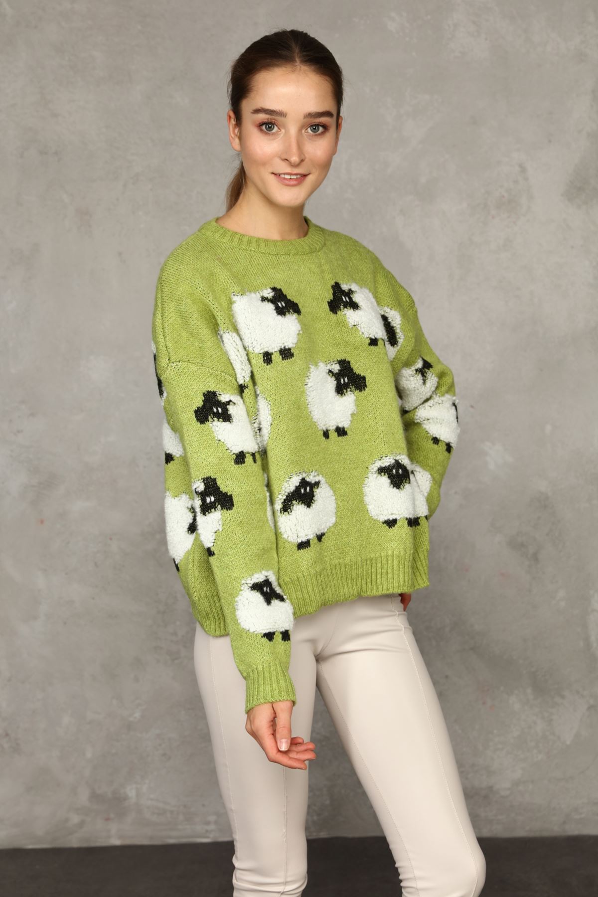 Sheep Printed Women's Knit Sweater