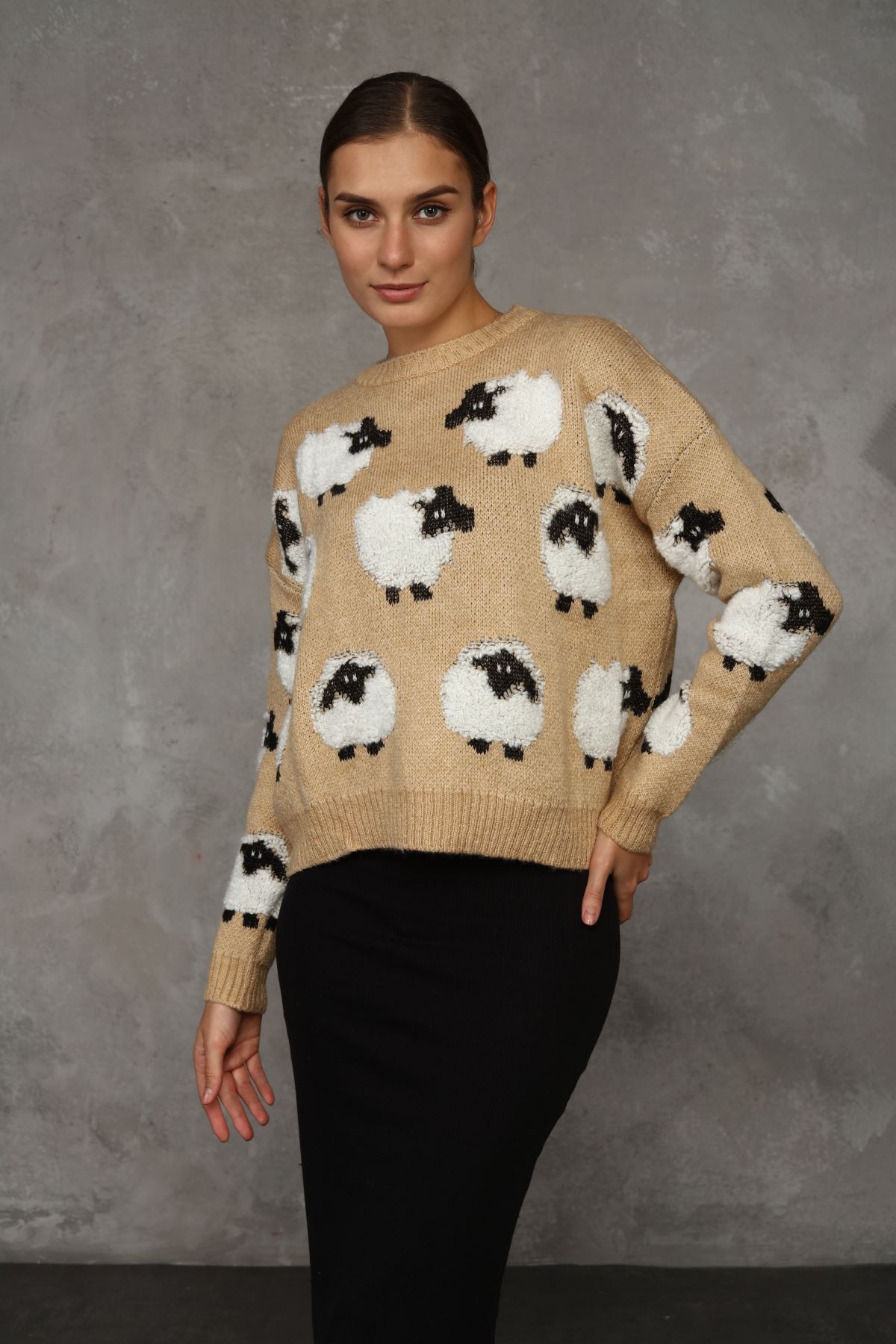 Sheep Printed Women's Knit Sweater