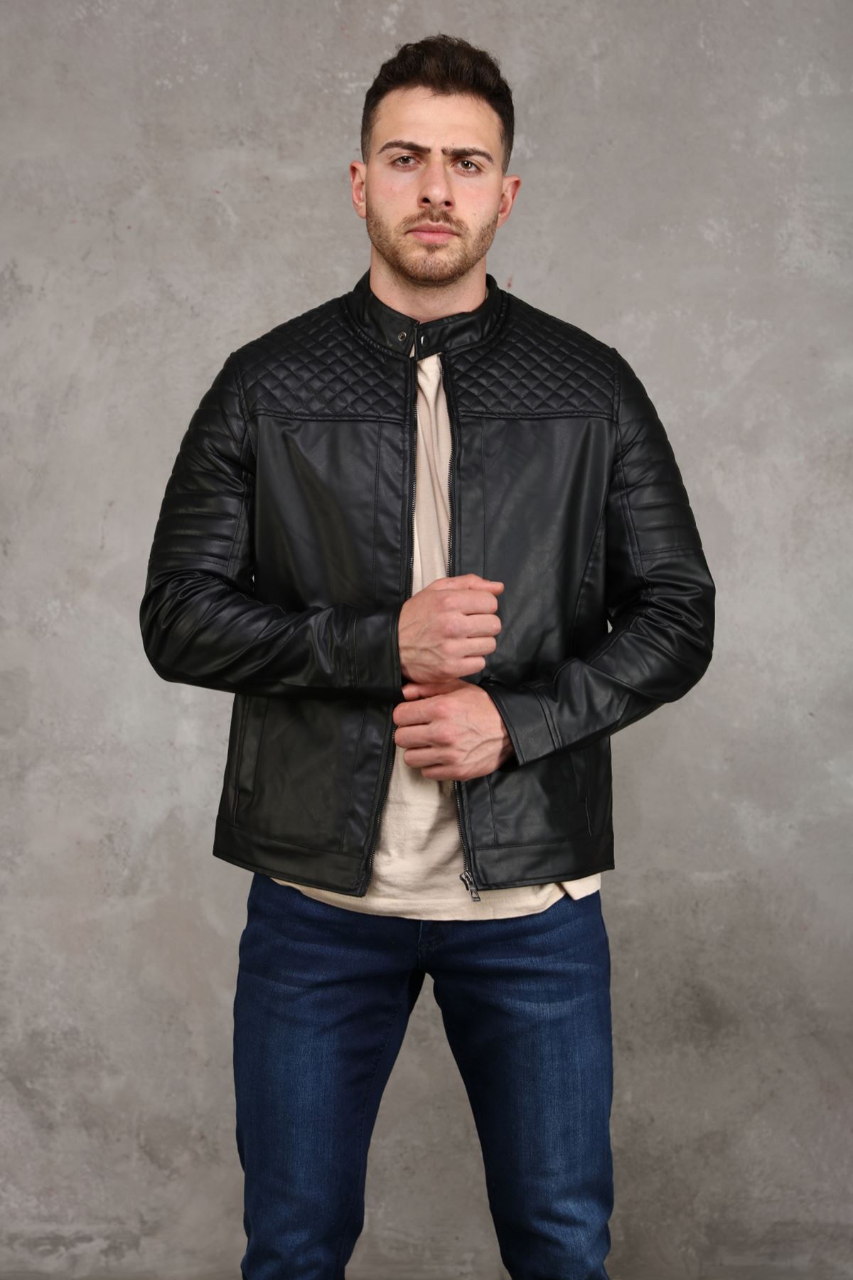 Fleece Men's Leather Coat - Online Giyim ve Ayakkabı Sitesi