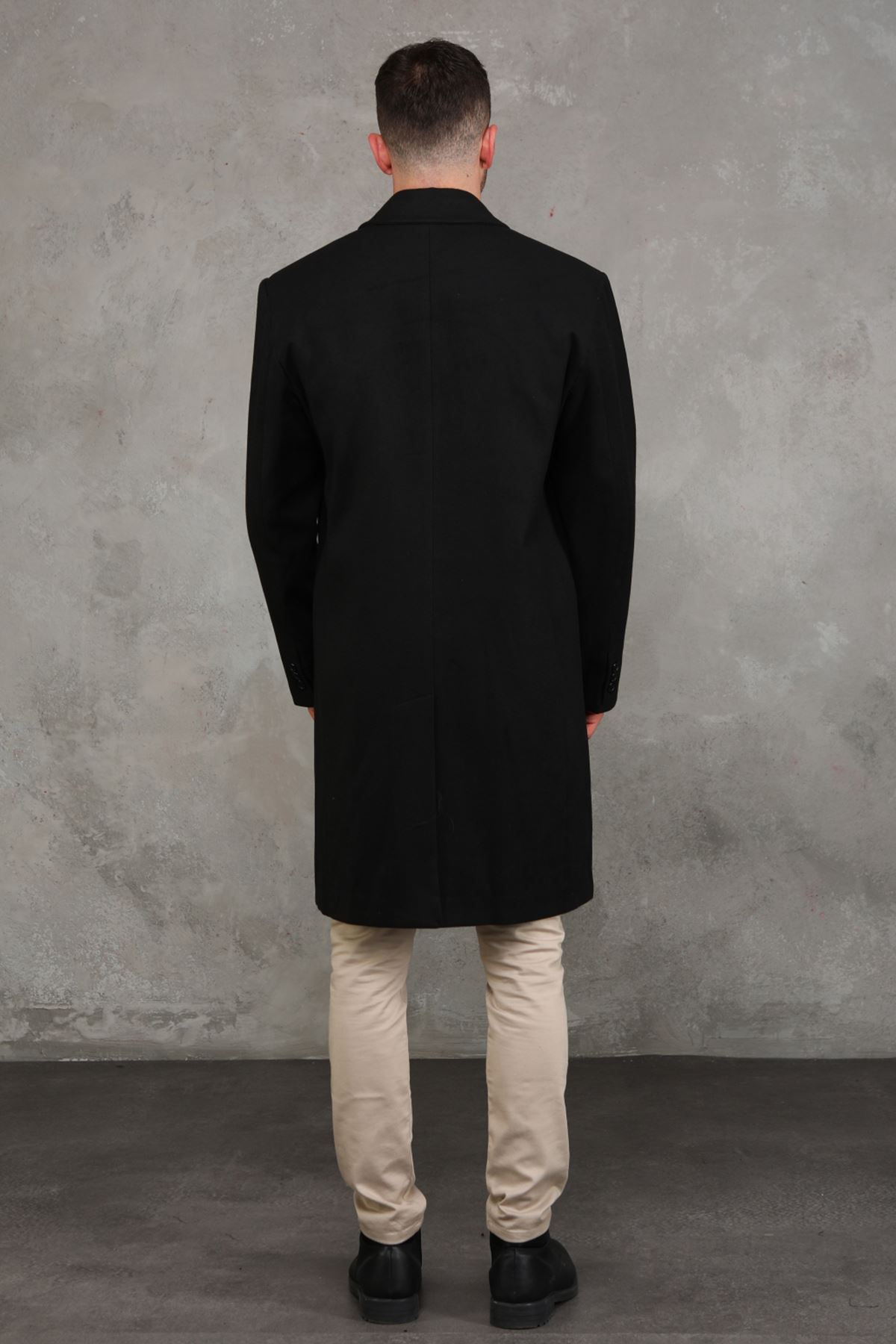 Long Men's Cashmere Coat with Collar - Online Giyim ve Ayakkabı Sitesi