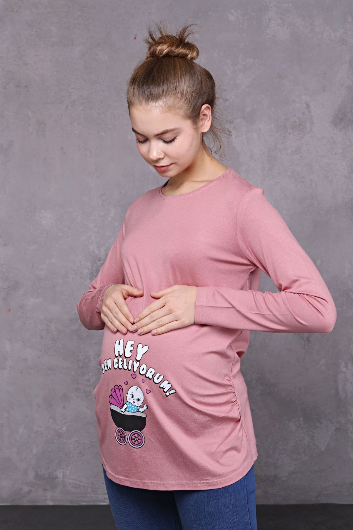 Long Sleeve Printed Maternity T-Shirt