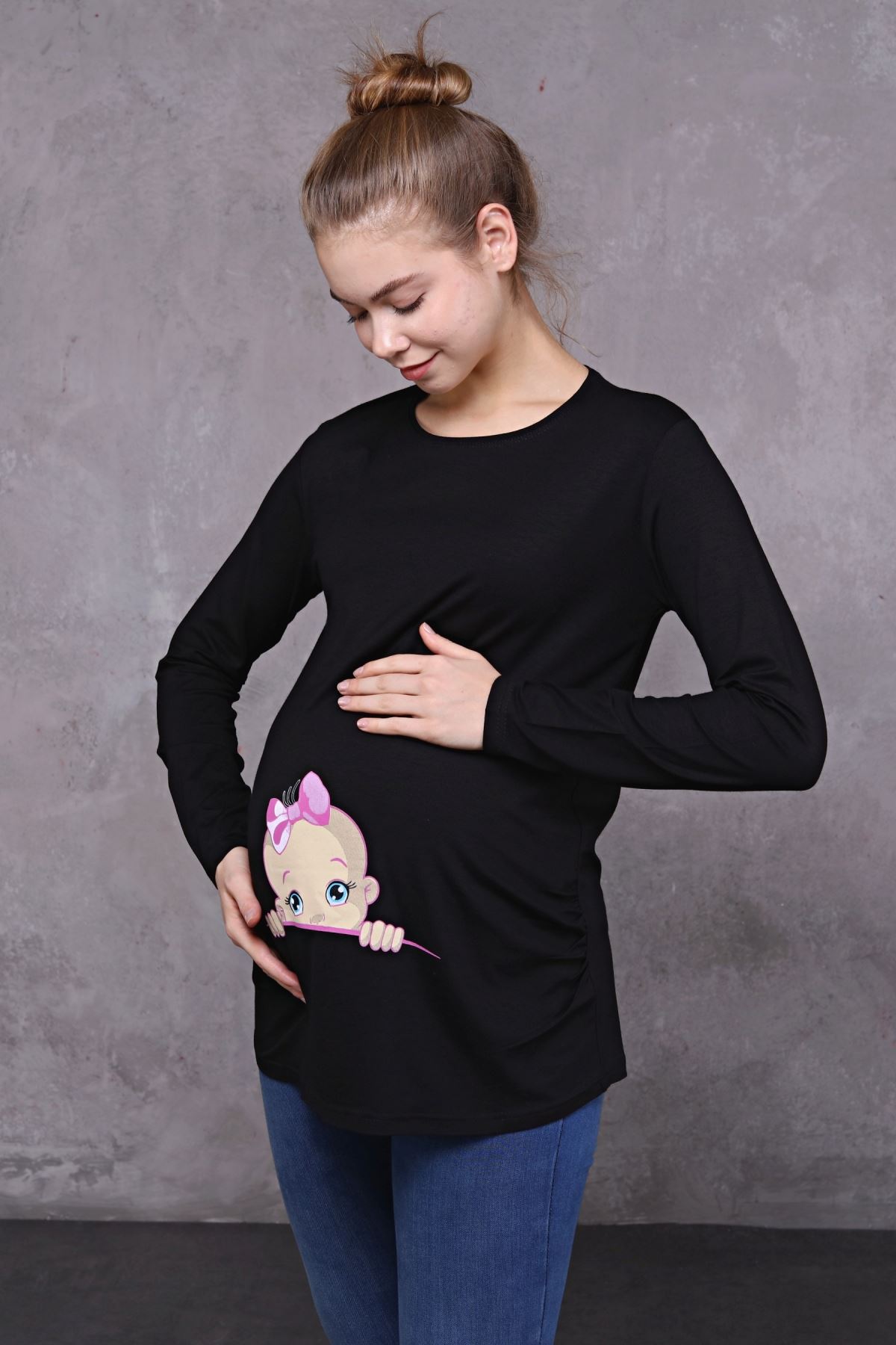 Long Sleeve Printed Maternity T-Shirt