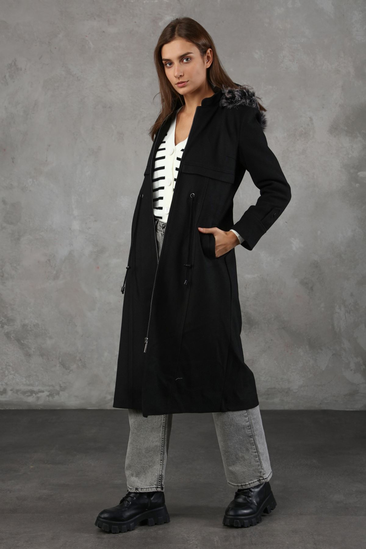 Hooded Long Women's Cashmere Coat