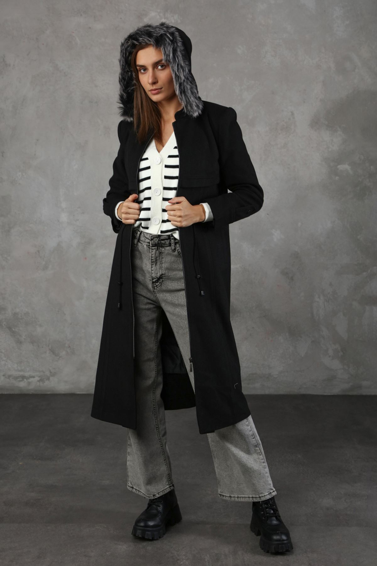 Hooded Long Women's Cashmere Coat