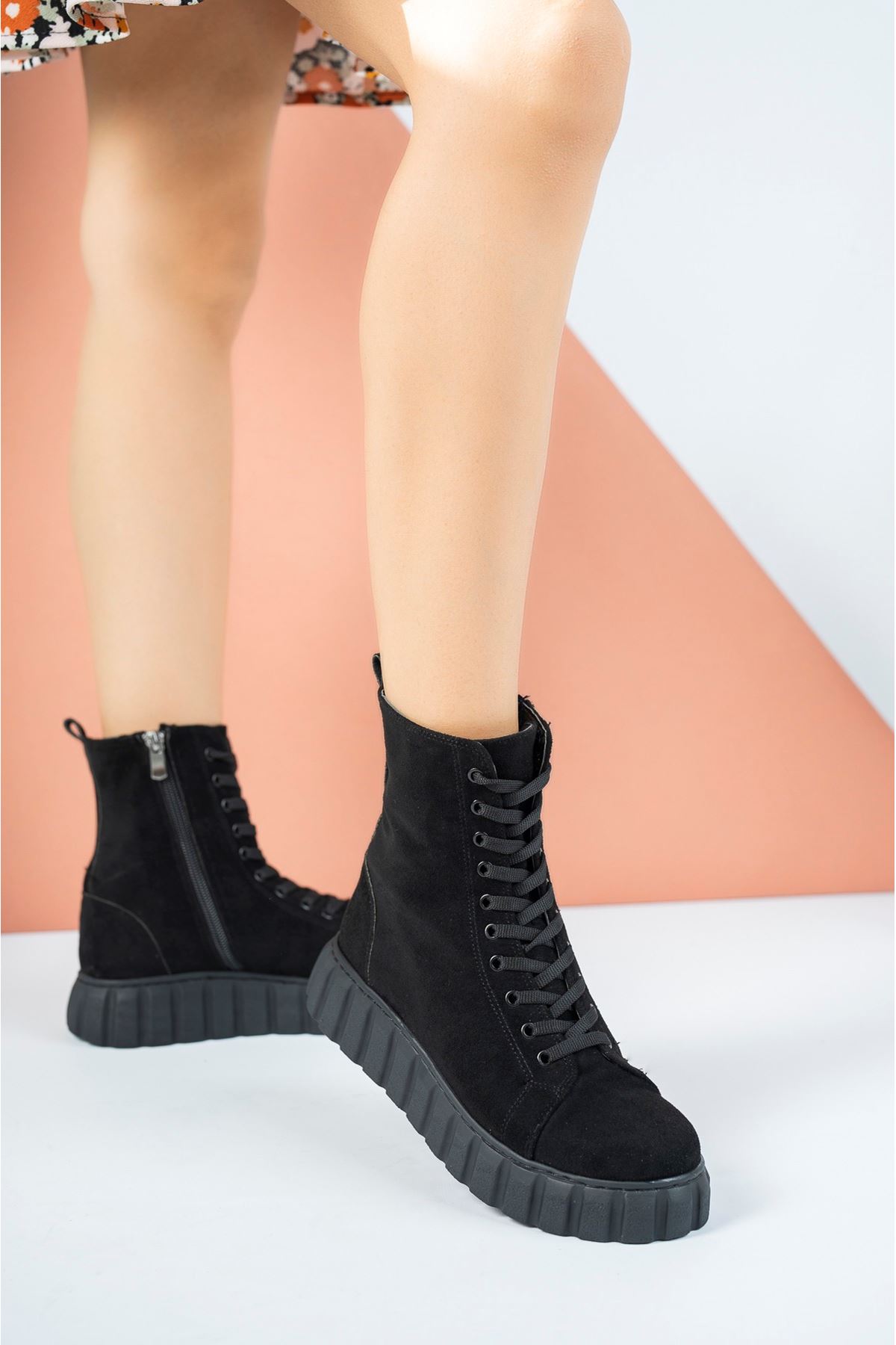 Poly Sole Black Suede Boots