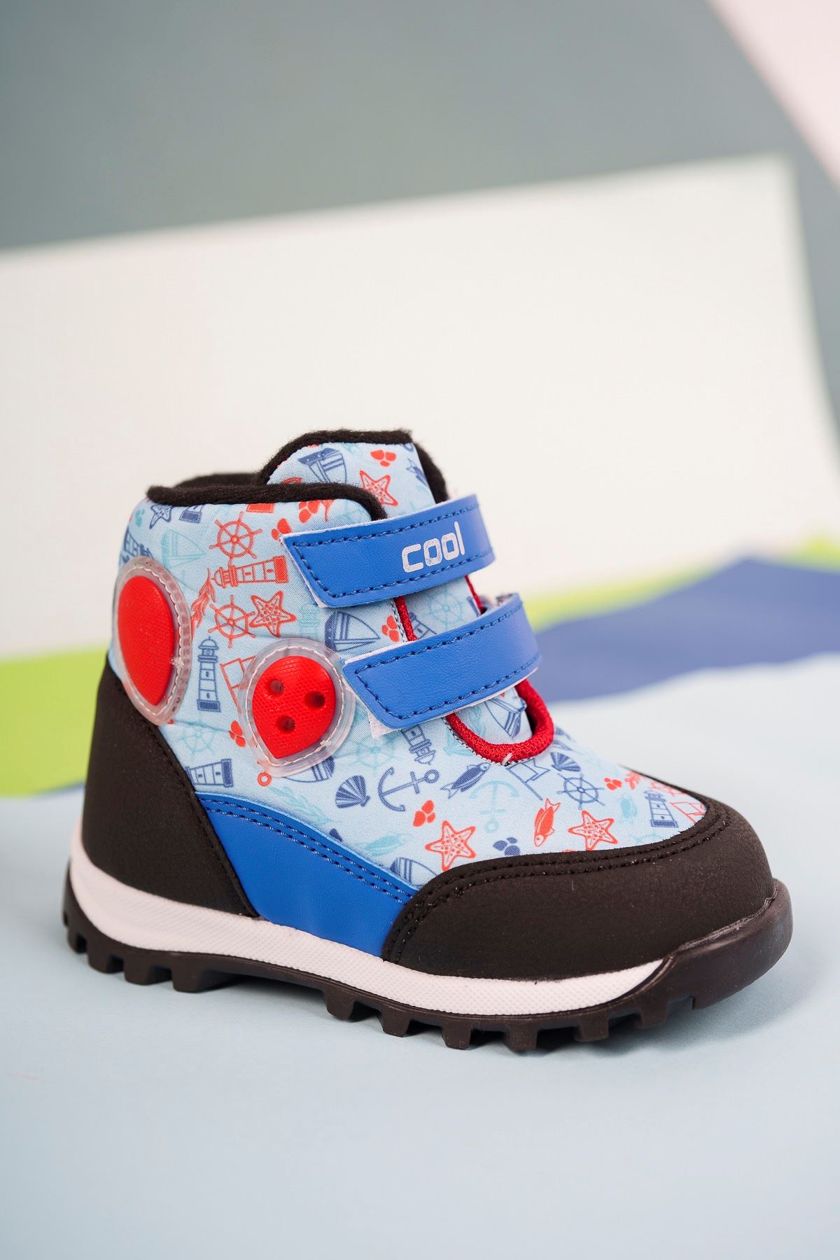Printed Blue Baby Boots