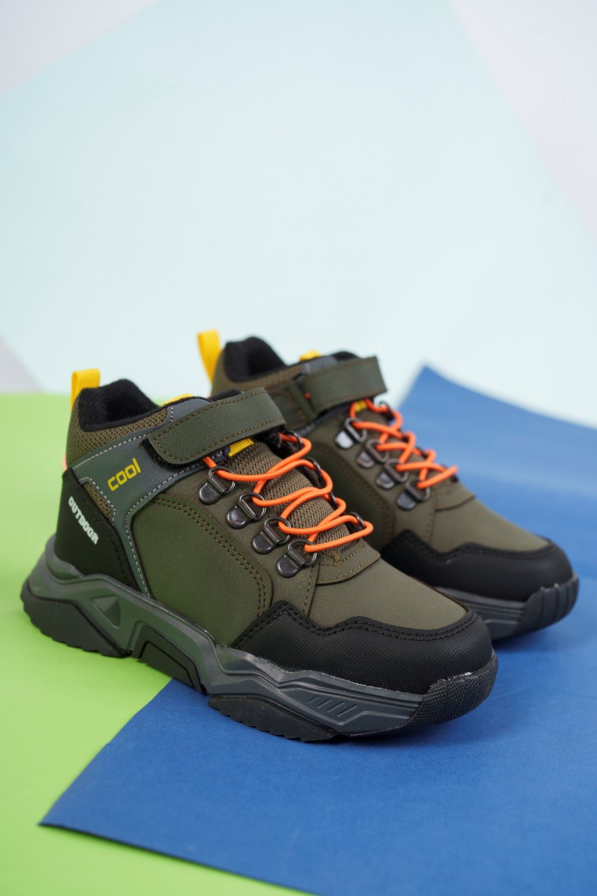 Khaki Kids Tracking Boots with Velcro