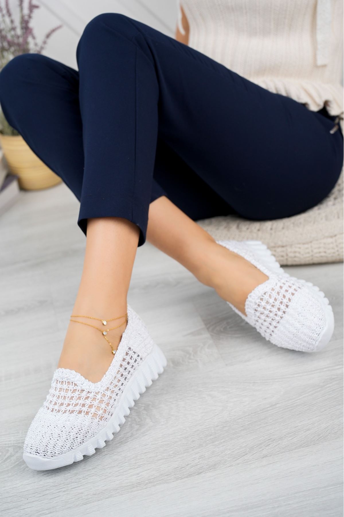 White Braided Shoes