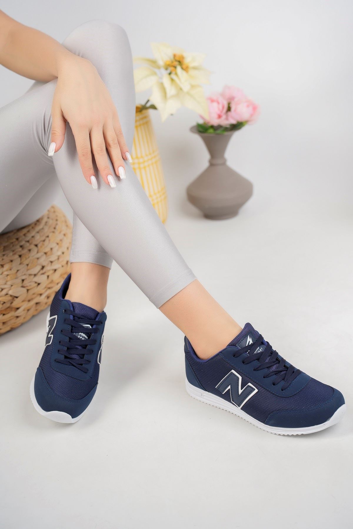 Lace-up Navy Blue Women's Sneakers