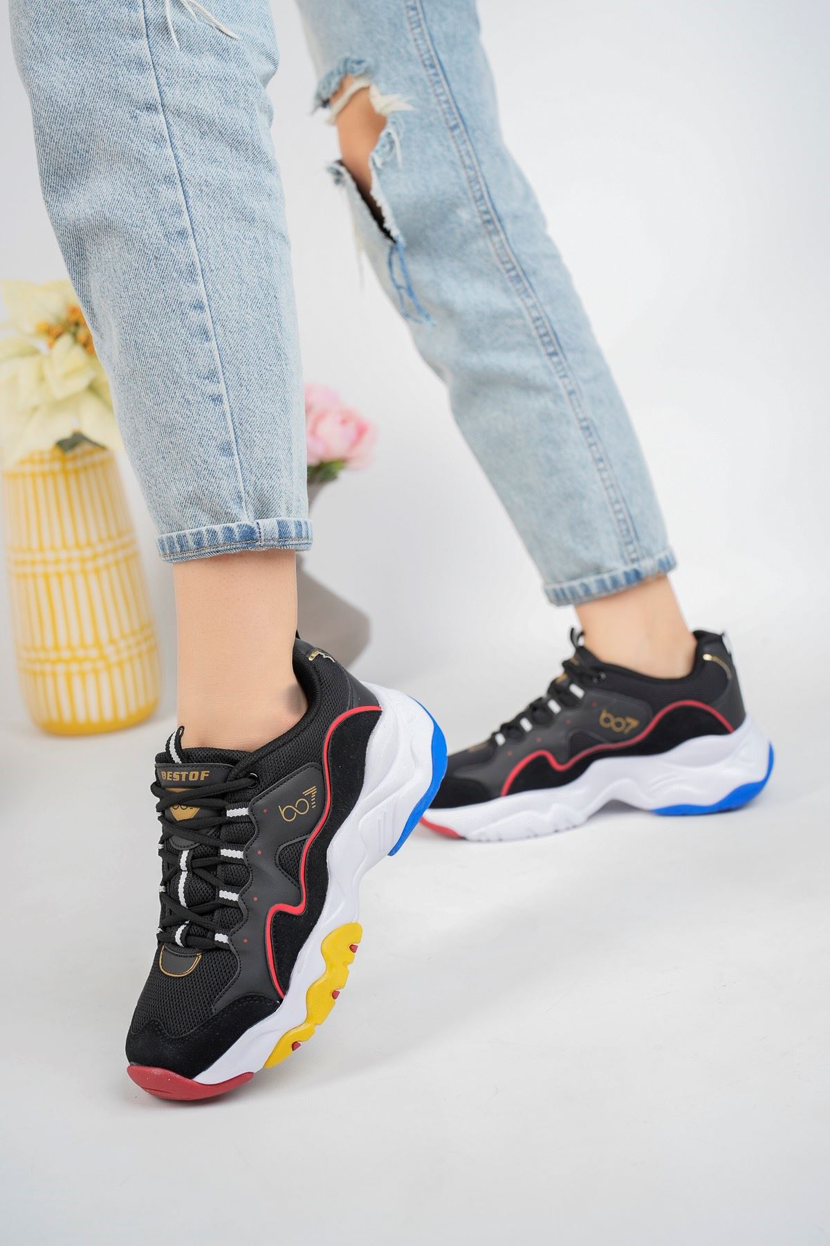 High Sole Black Black Garnisi Red Women's Sneakers