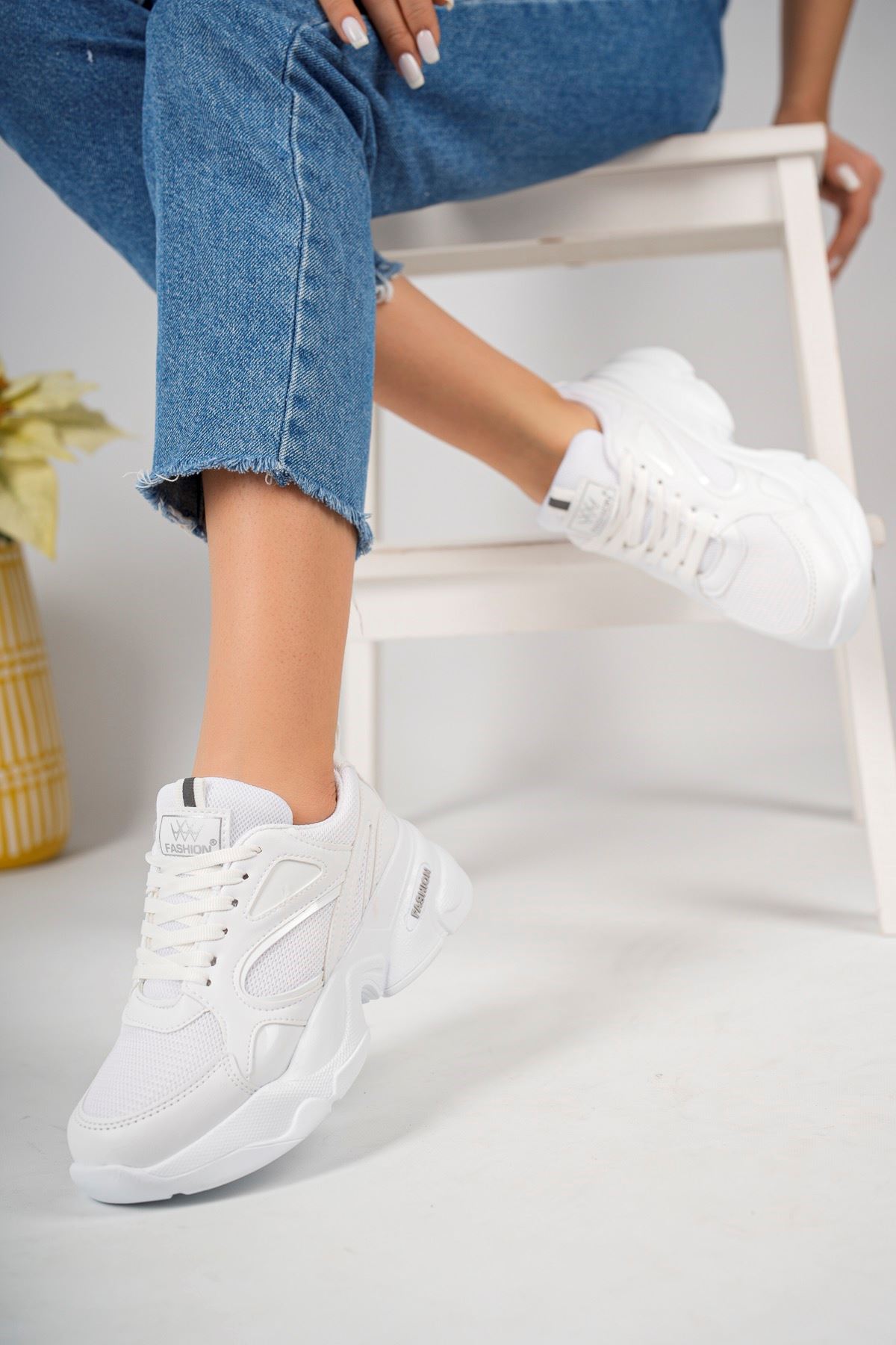 High Sole White Women's Sneakers