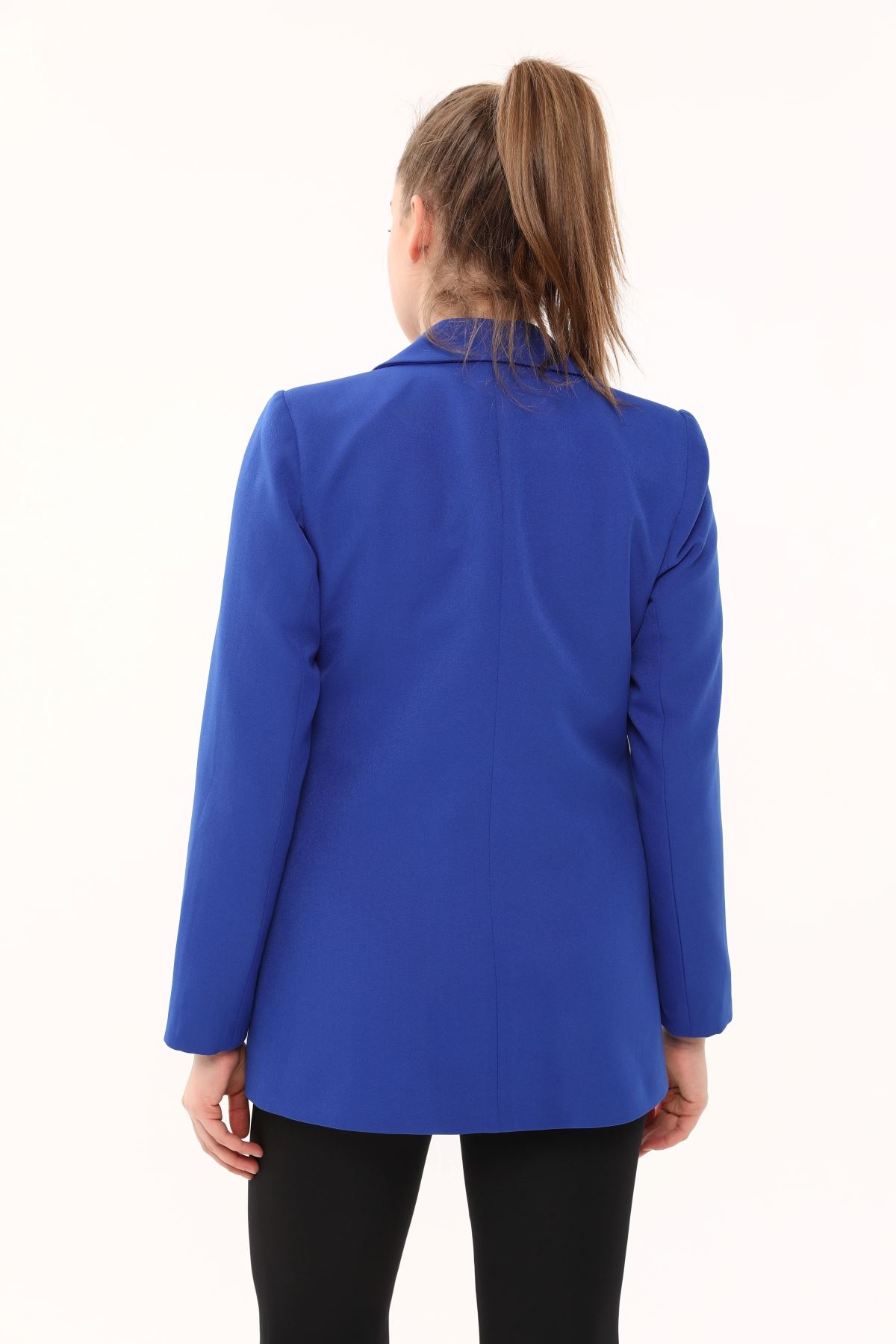 Plus Size Women's Jacket with Pocket Flap Front Button Fastening