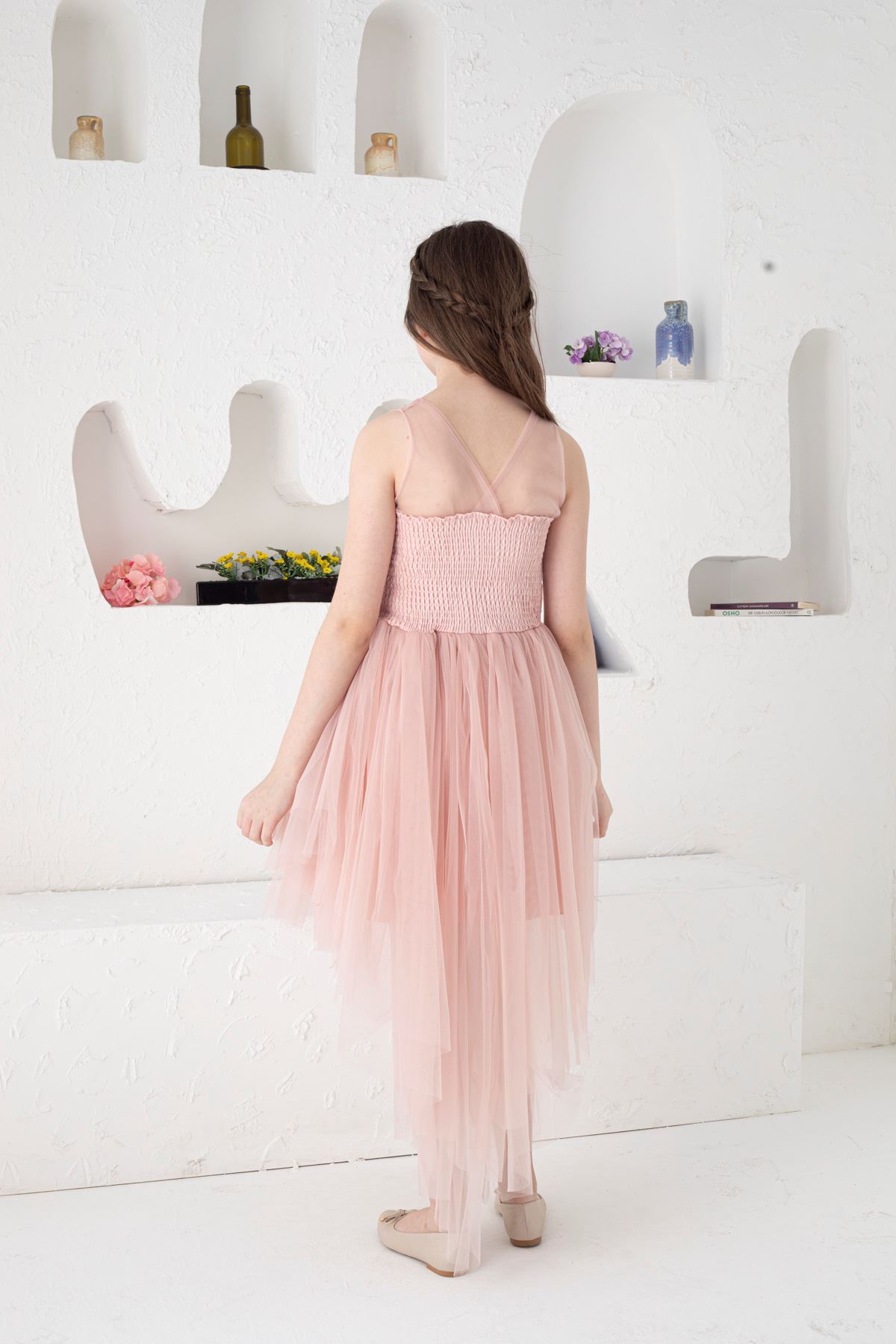 Powder Girl's Evening Dresses with Tulle Back