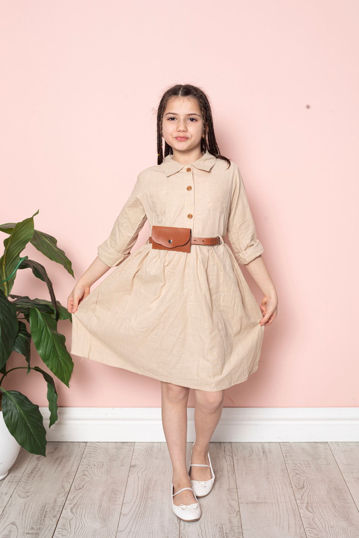 Girl's Dress with Flamed Cuffs