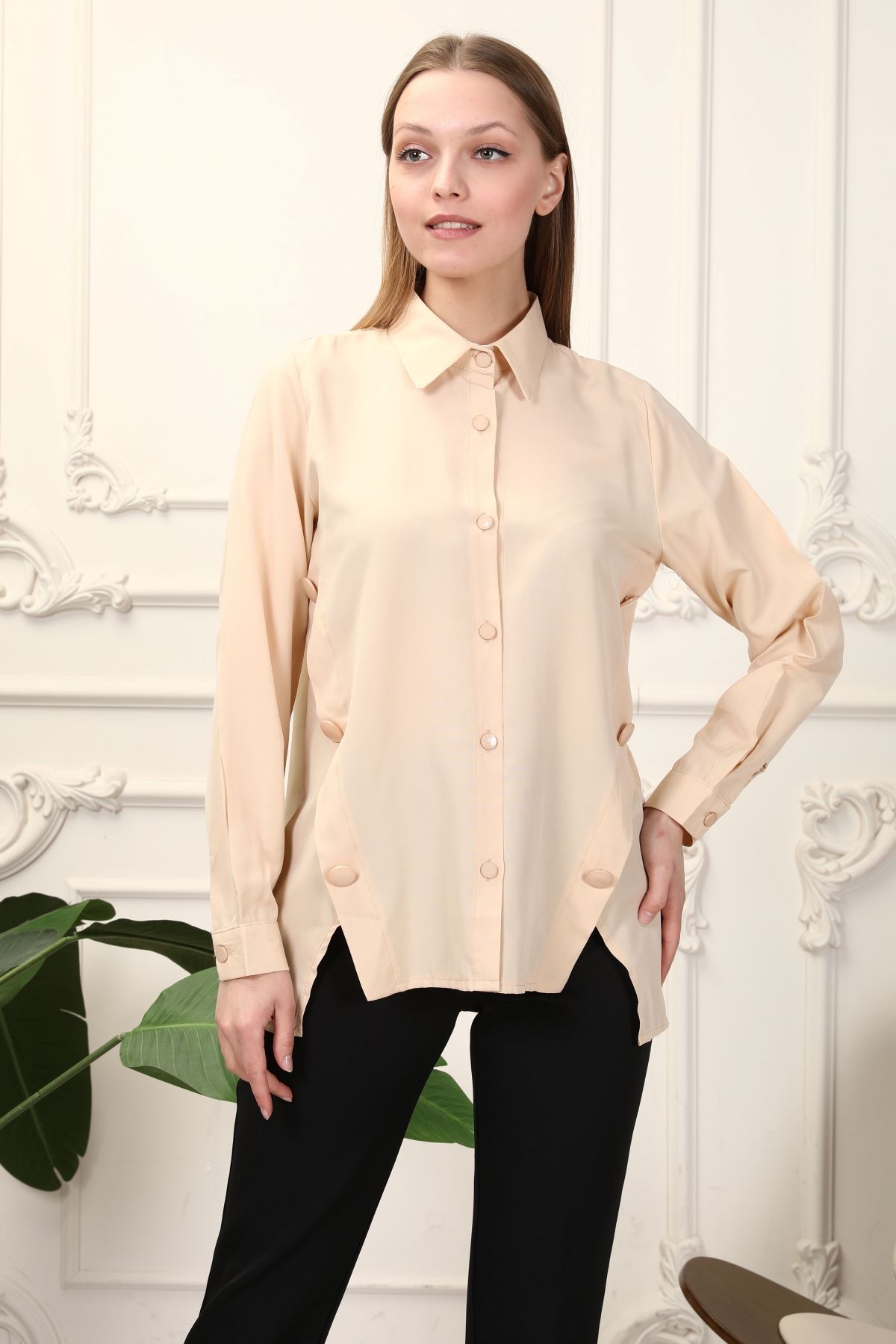 Women's Shirt with Side Button Detail