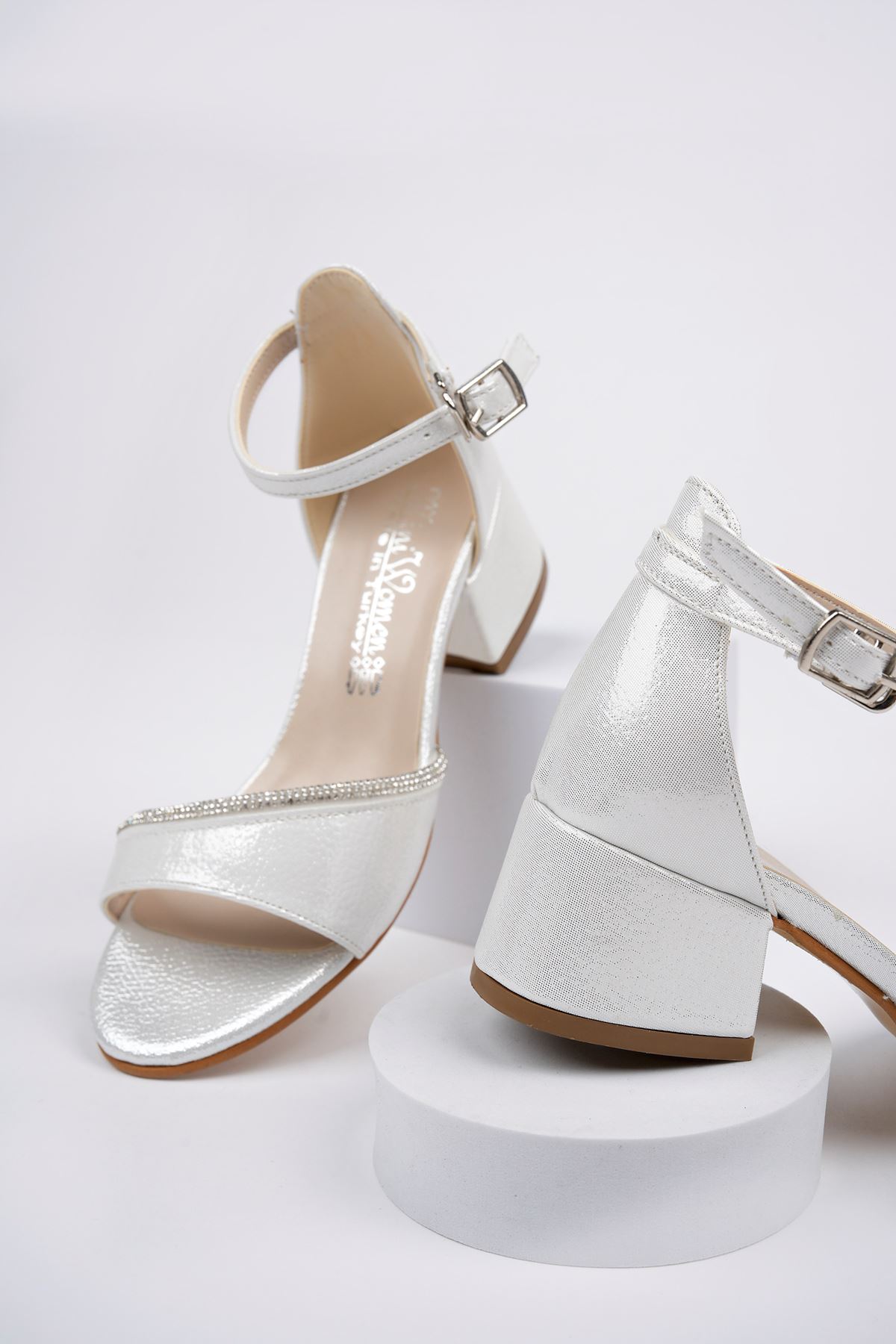 Heeled Mother of Pearl Stone Sandals for Girls