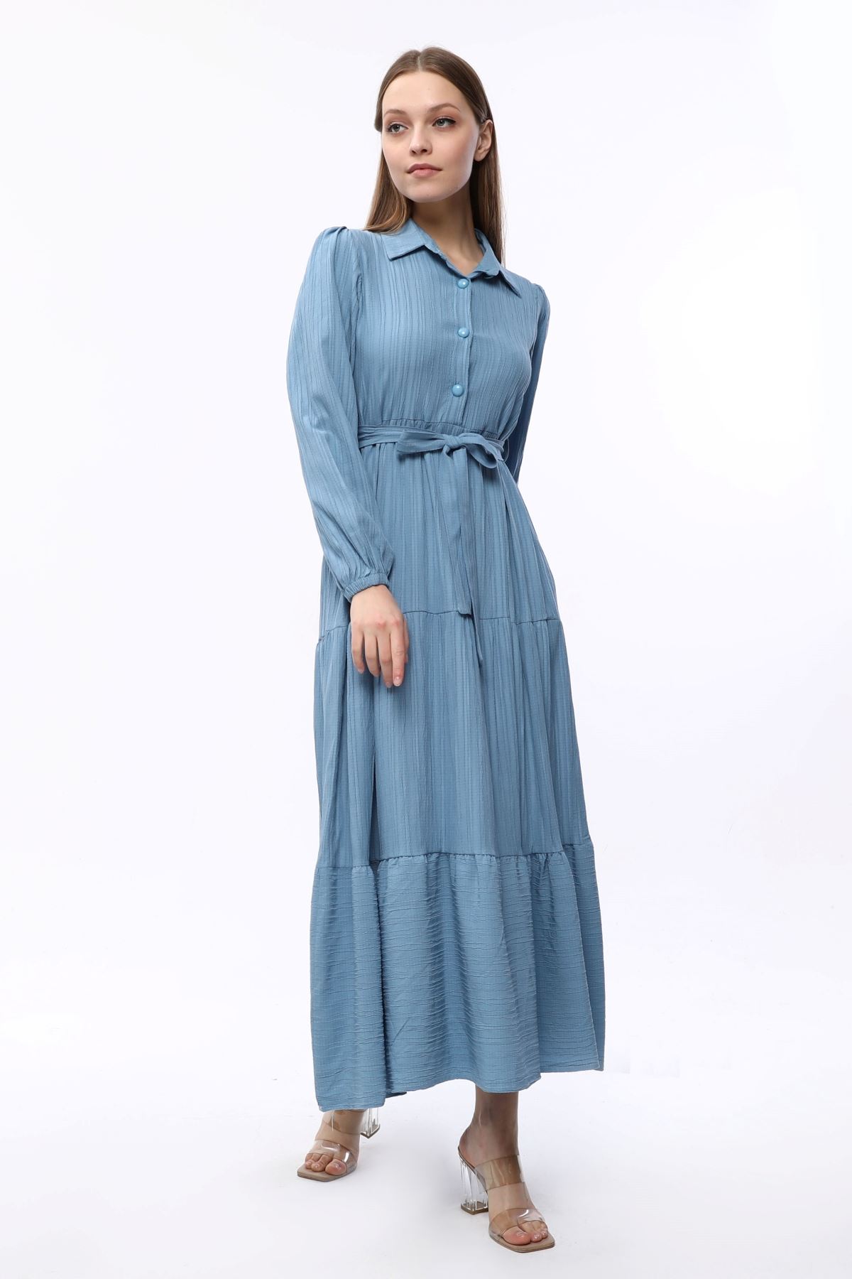 Belted Waterway Blue Women's Dress