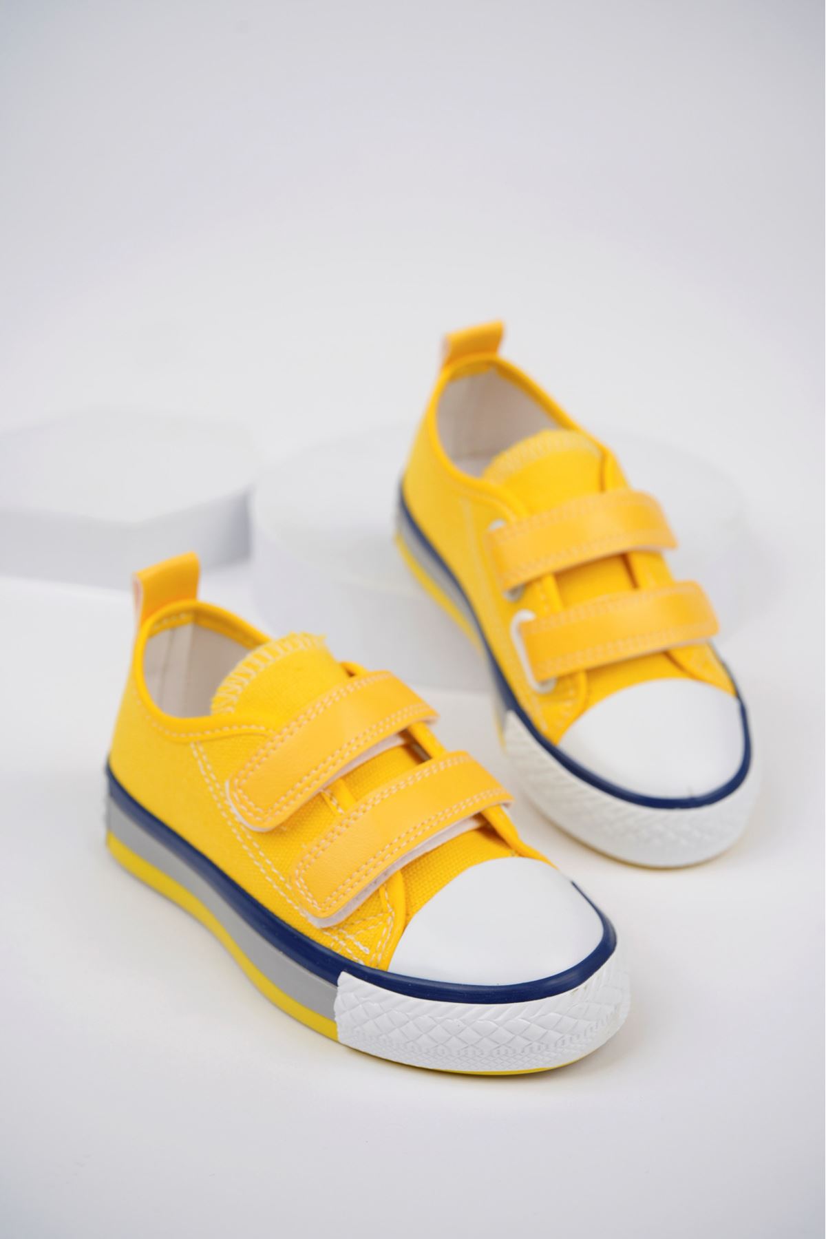 Işıklı Çift Cırtlı Sarı Bebe Ayakkabı