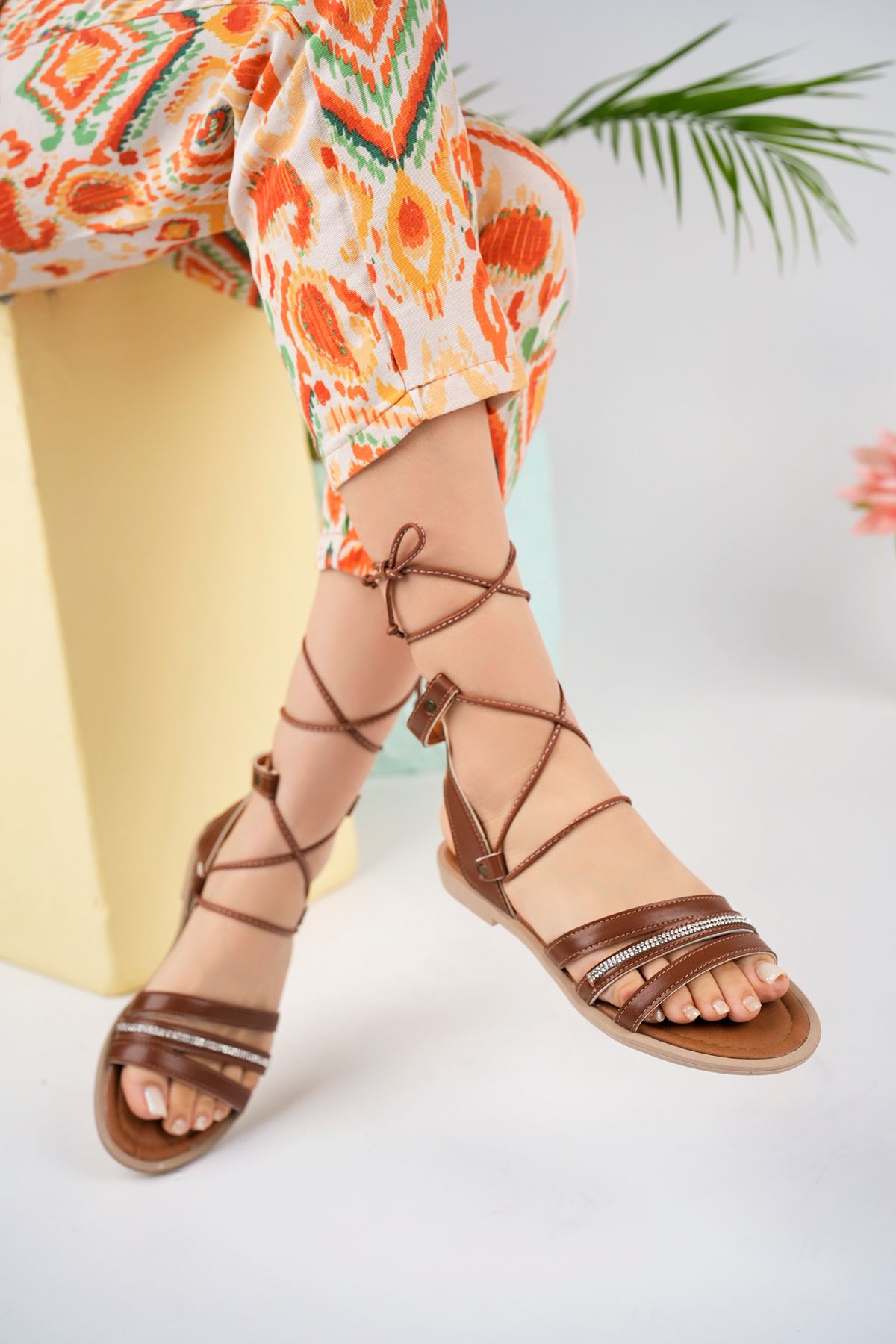 Nut Women's Ankle Strap Sandals with Biyesi Stones