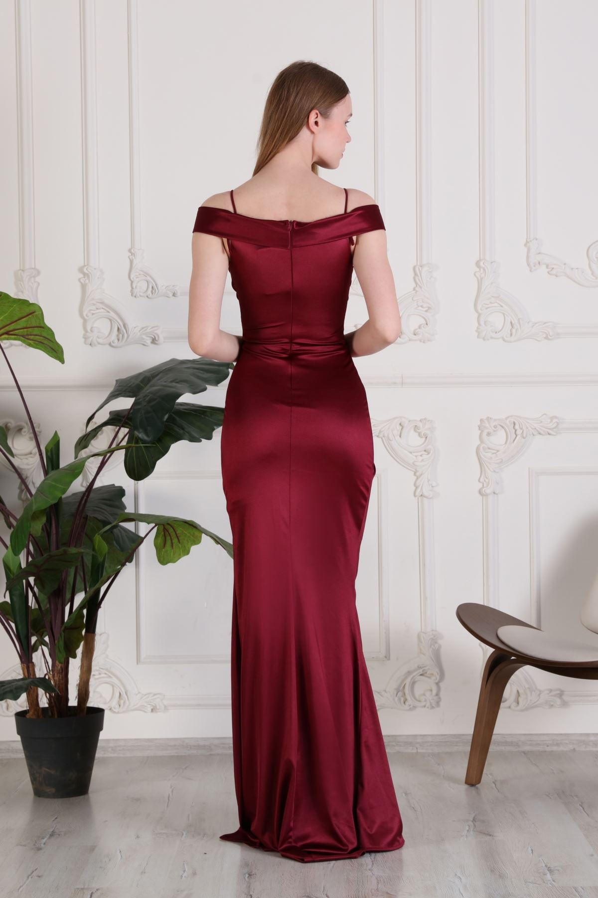 Low Sleeve Women's Evening Dresses with Slit I Straps