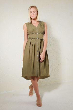 Sleeveless Dress with Corsage