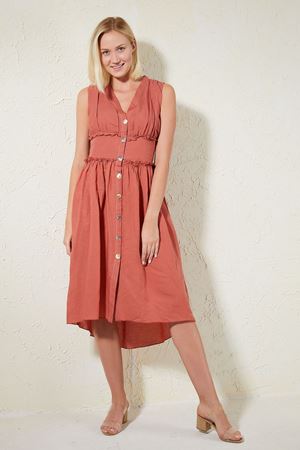 Sleeveless Dress with Corsage