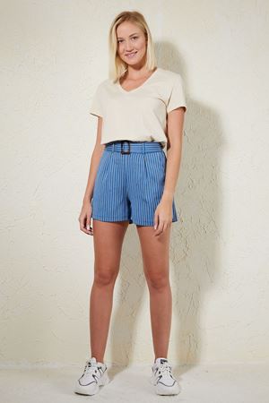 Blue Women's Shorts with Elastic Waistband