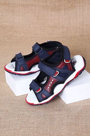 Navy Blue Children's Sandals with Red Garnish