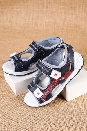 Navy Blue Burgundy Garnished Children's Sandals