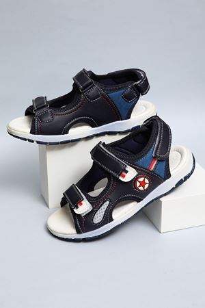 Navy Blue Garnished Sandals for Boys
