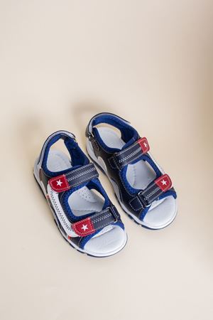 Navy Blue and White Garnished Children's Sandals