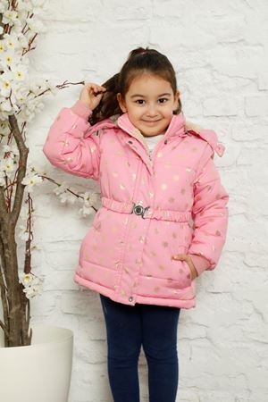 Hooded Fleece Snowflake Printed Inflatable Coat
