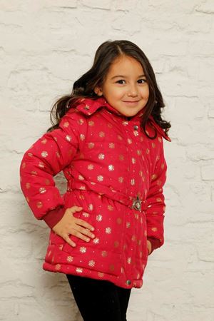 Hooded Fleece Snowflake Printed Inflatable Coat