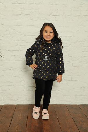 Hooded Fleece Snowflake Printed Inflatable Coat