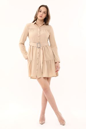 Women's Buttoned Dress with Waist Belt
