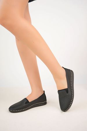 Orthopedic Pad Printed Black Women's Shoes