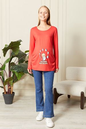 Long Sleeve Printed Maternity T-Shirt