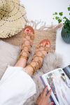 Fully Lace-up Tan Suede Women's Sandals