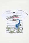 Printed Parrot Embroidered Boys T-shirt