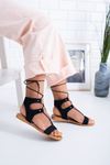 Black Suede Women's Sandals with Single Strap Ankle Strap