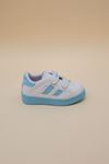 White Baby Shoes with Blue Stripes