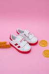 White Baby Shoes with Red Stripes